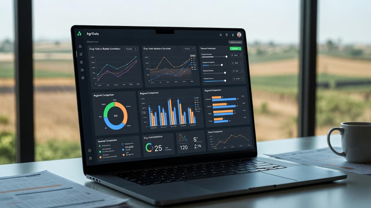 AgriData yield vs weather correlation chart