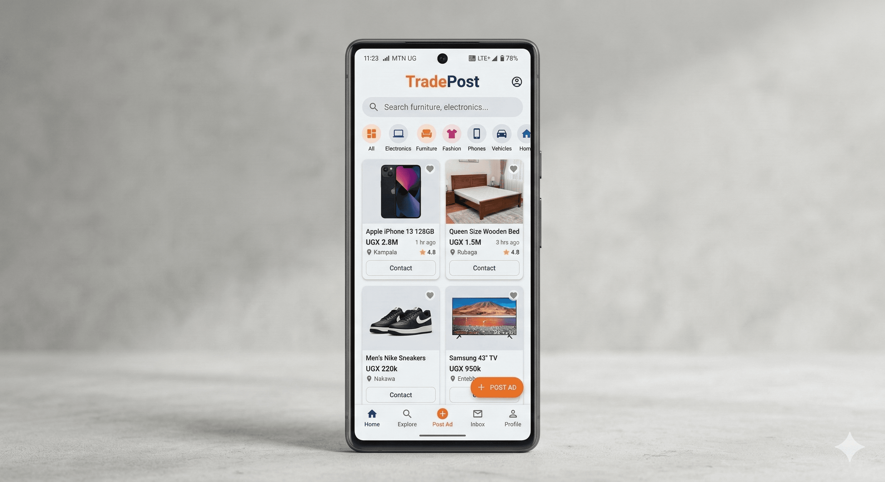TradePost search and filter screen