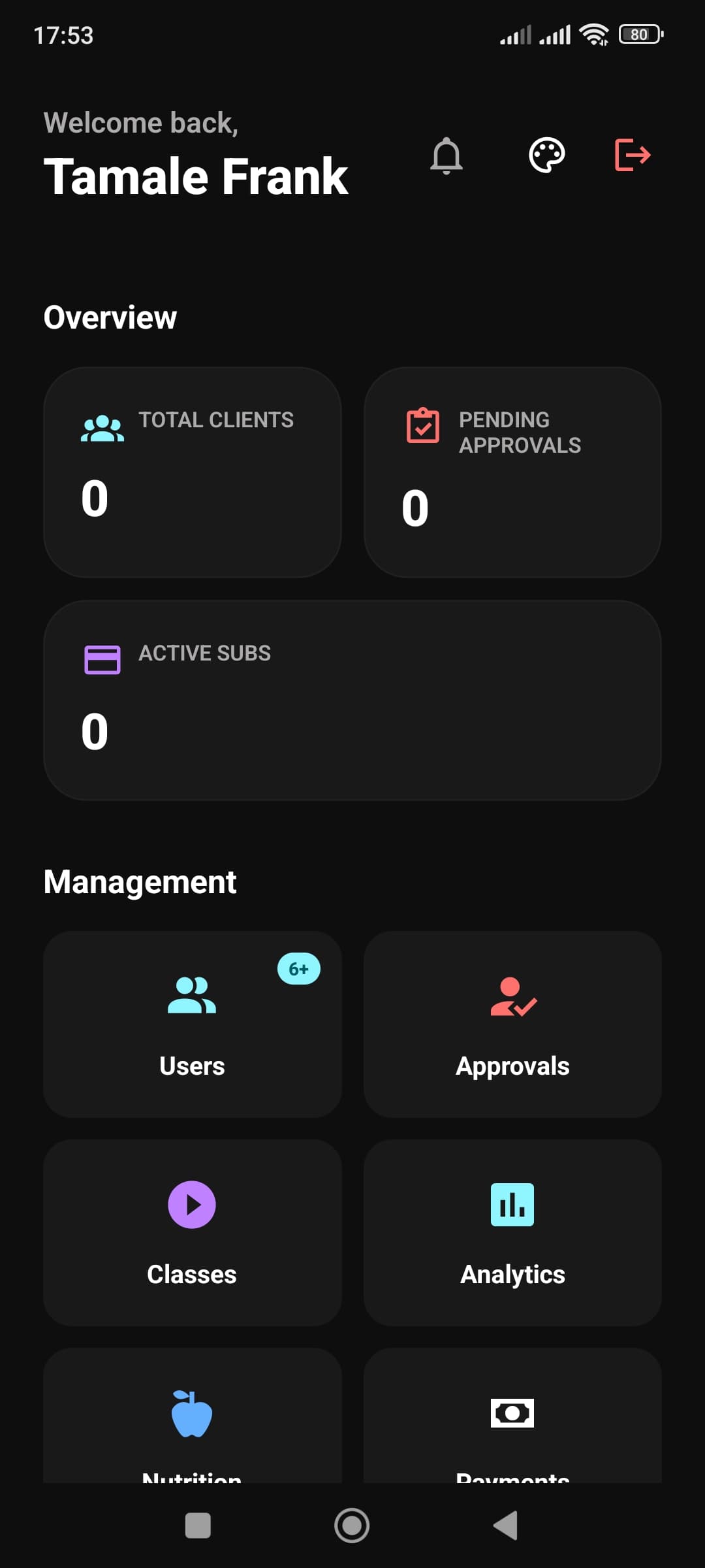 Client home tab