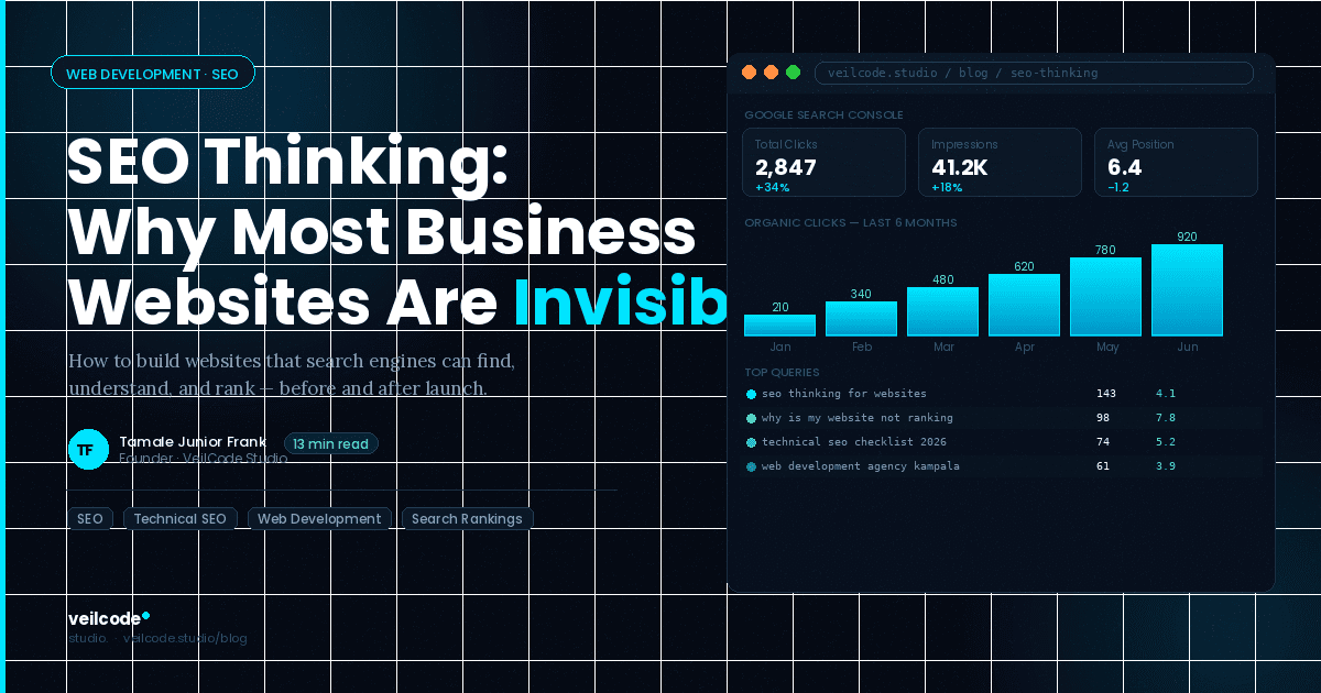 Developer reviewing website analytics, search rankings, and on-page SEO audit results across multiple browser tabs